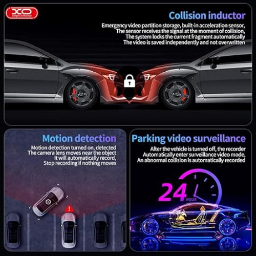 Xo Camera Car Front Rear Recorder, Full HD, Black Xo Camera Car Front Rear Recorder, Full HD, Black