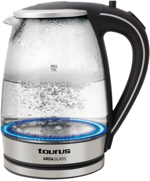 Taurus kettle Aroa Glass, 1.8Lit, 2200Watts, Stainless Steel Taurus kettle Aroa Glass, 1.8Lit, 2200Watts, Stainless Steel