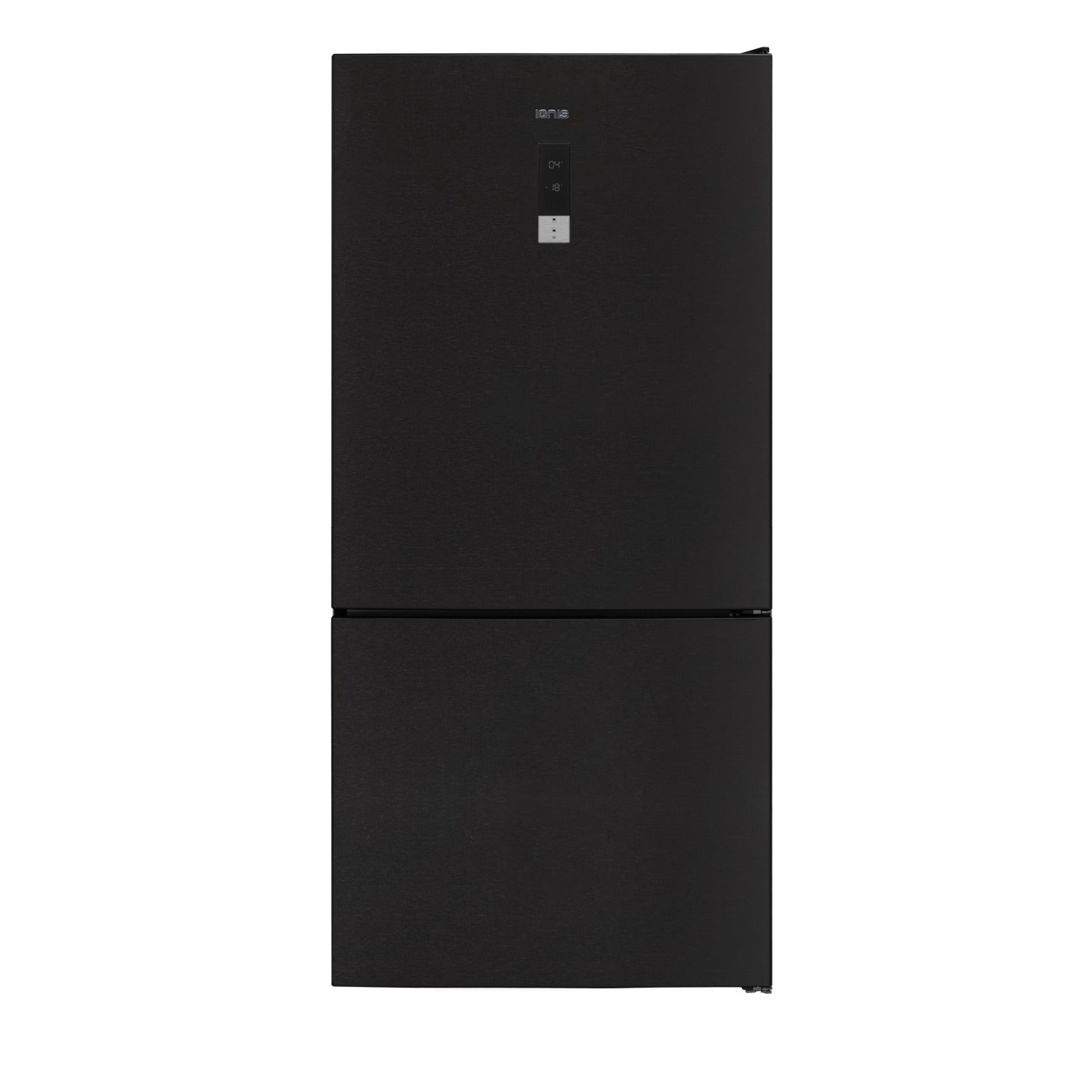 Black refrigerator on a white background