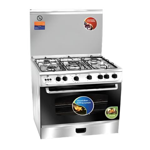 SP904 / SPTECH COOKER GAS steel Gas oven, 5 burners, stainless steel, 90cm wide rack, with fans, gla