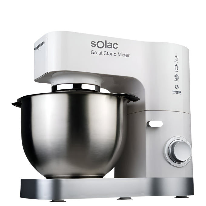 Solac Stand Mixer White 1200 Watt Stainless Steel Pot / 5L Solac Stand Mixer White 1200 Watt Stainless Steel Pot / 5L
