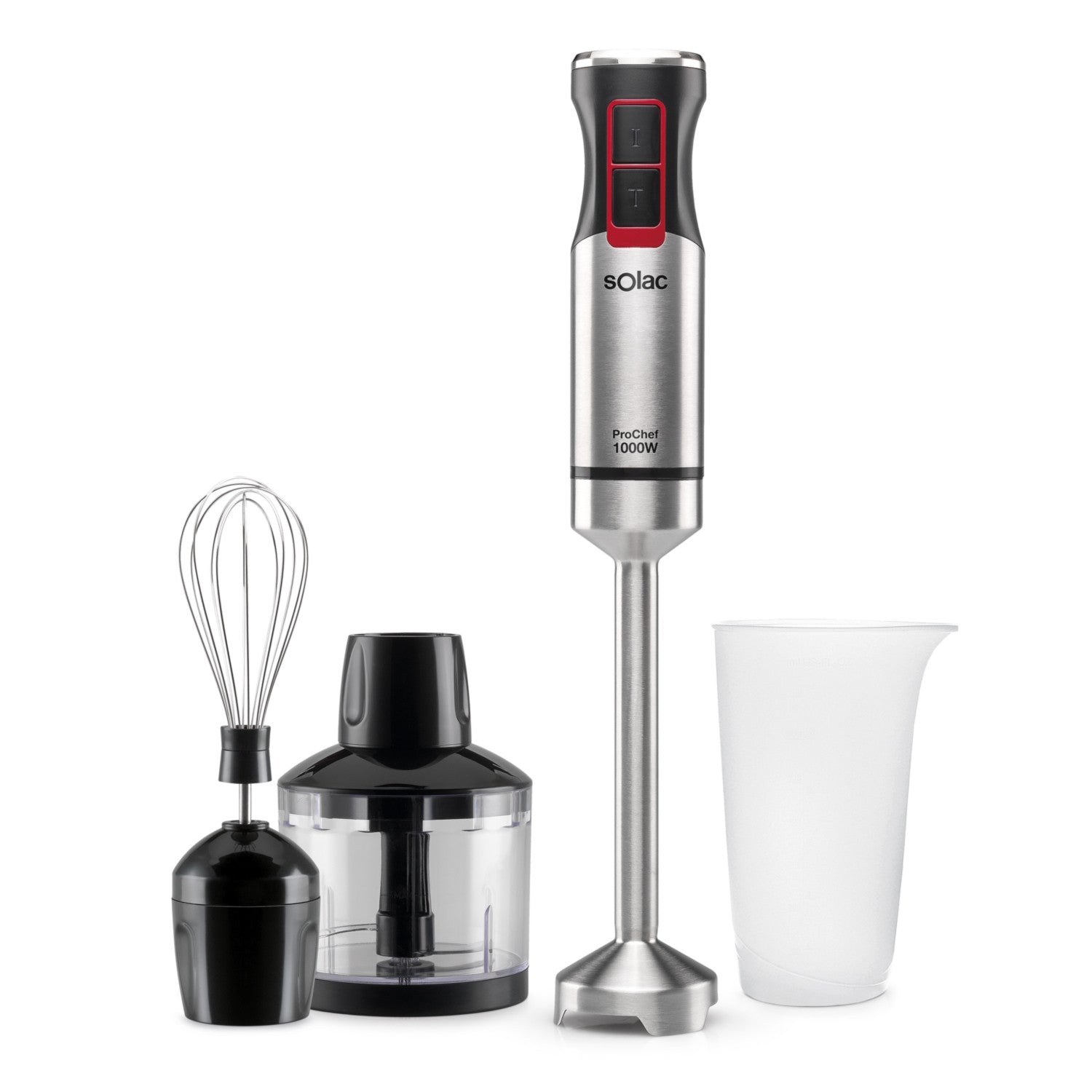 BA-5607 / Solac Hand blender silver 1000 watt / cup / Stainless Steel blades / chopper /mixer 4 / BLACK