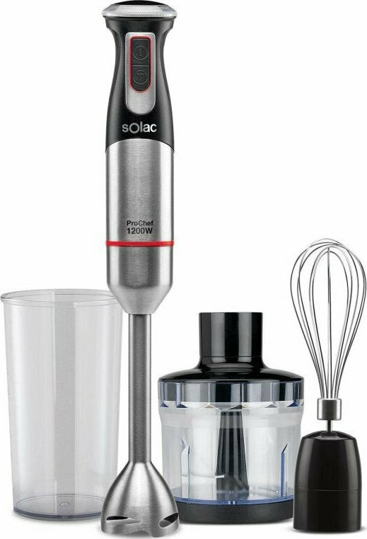 BA-5609 / Solac Hand blender silver 1200 watt / cup / Stainless Steel blades / chopper /mixer 4 / BLACK