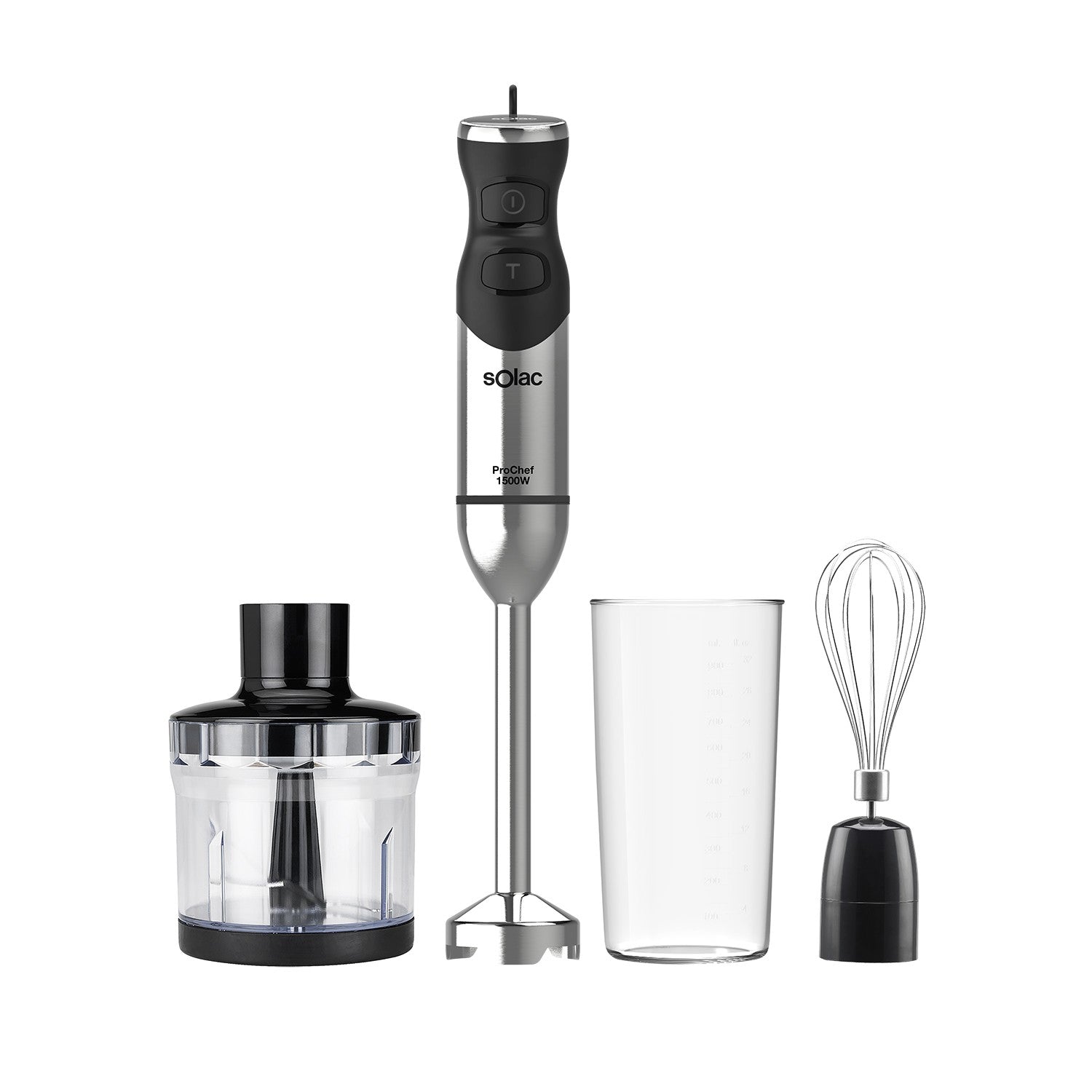 BA-5611 / Solac Hand blender silver 1500 watt / cup / Stainless Steel blades / chopper /mixer 4 / BLACK