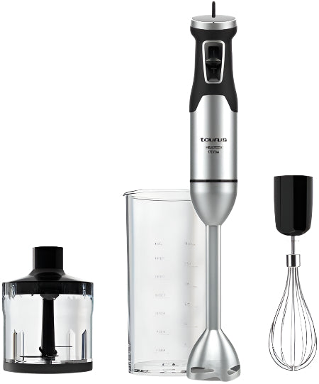 Taurus hand blender set with attachments on a white background