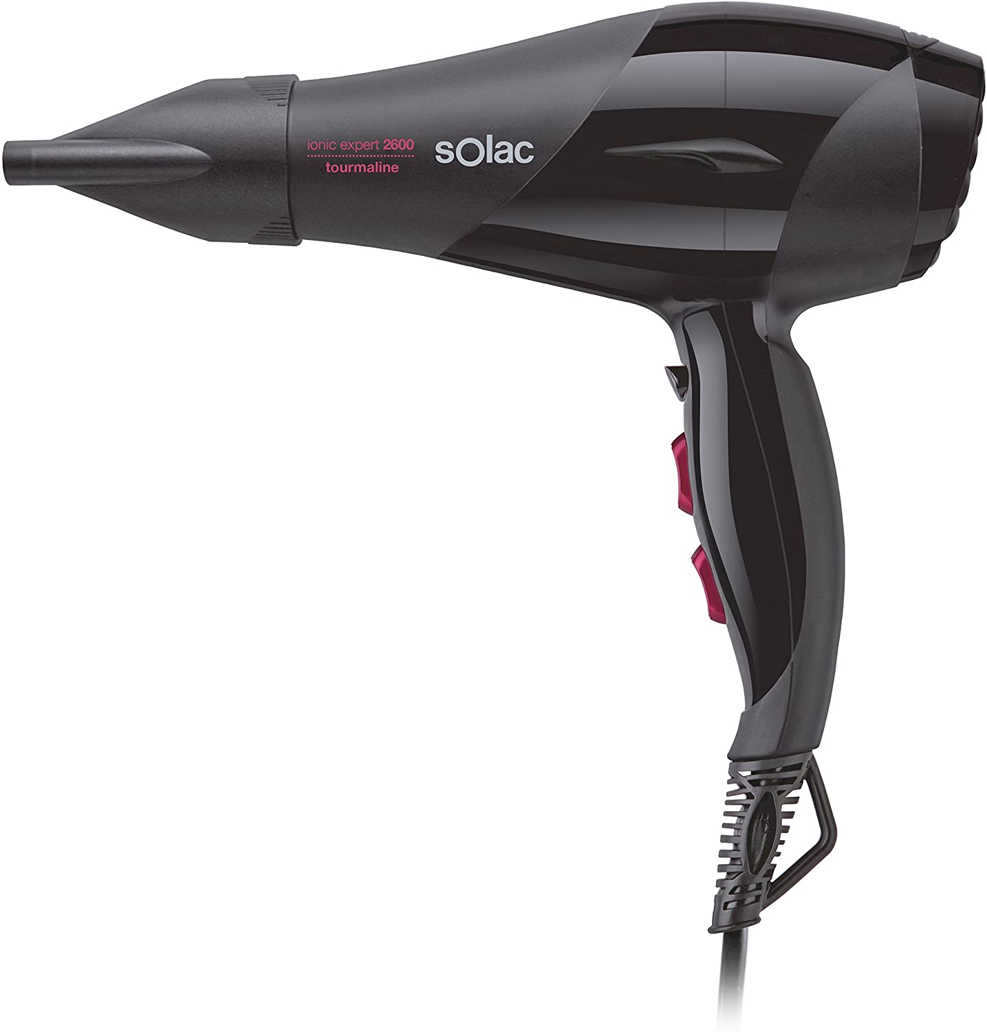 SP-7170 / Solac Hair dryer black 2600 watt  2 Speeds / 3 Heat levels/ (A/C) / Ionic heat system hair Dryer / 2600 watt / BLACK