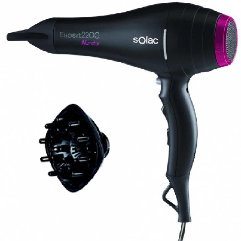 Solac Hair Dryer Black 2200 Watt 2 Speeds / 3 Heat Levels/ (C)