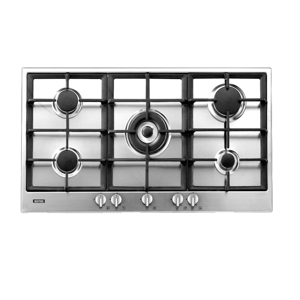 PF95XTC / IGNIS COOKER HOOB steel  Safety system 90 cm 5 burners with triple burner included, Self i INOX