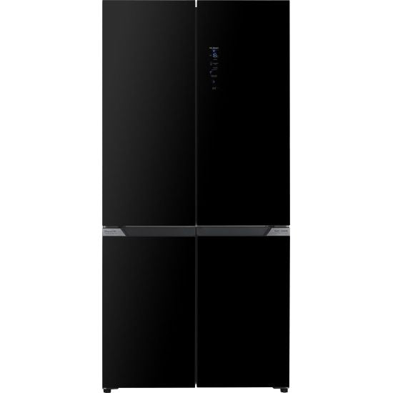Schubert Side by Side Fridge A+, 467Lit, Black Glass