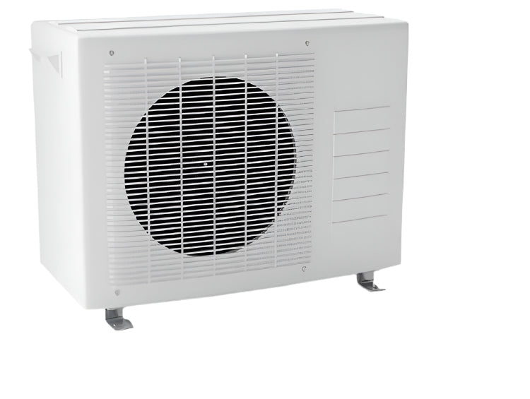 White air conditioning unit on a white background