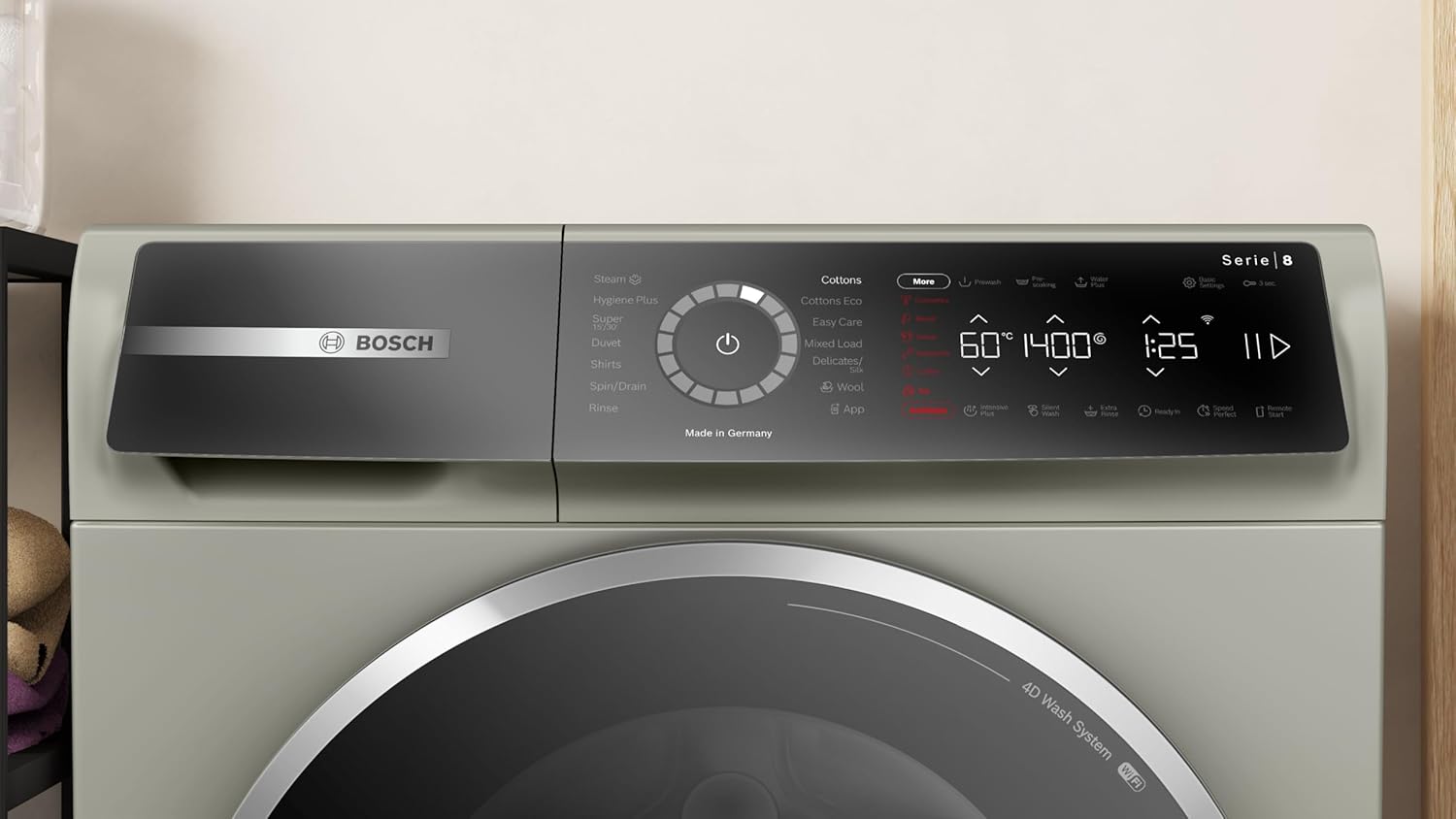 Bosch washing machine with digital display and control panel