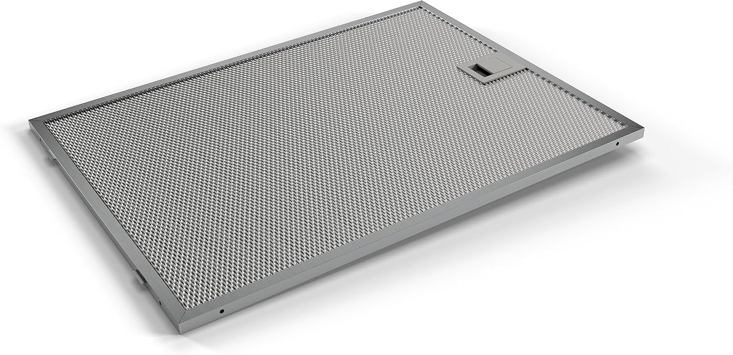 Metallic filter grid on a white background