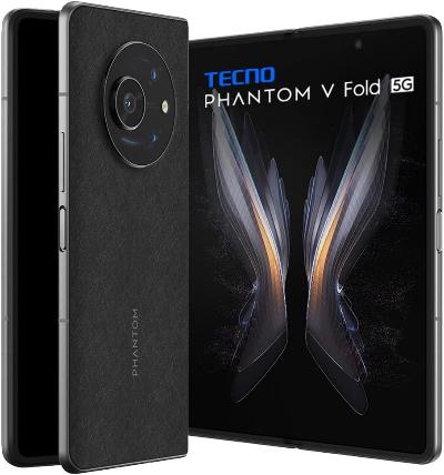 هاتف Tecno Phantom V Fold 5G، ذاكرة 12 جيجابايت و512 جيجابايت، شاشة 6.4 إنش، بطارية 5000 مللي أمبير، أسود