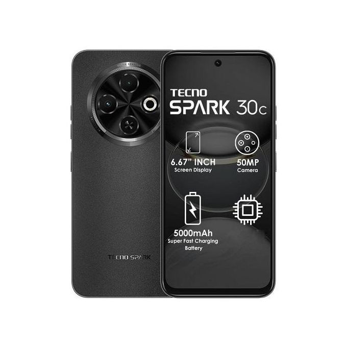 Tecno Spark 30C, 4+4GB & 128GB, 6.6Inch, Orbit Black Tecno Spark 30C, 4+4GB & 128GB, 6.6Inch, Orbit Black