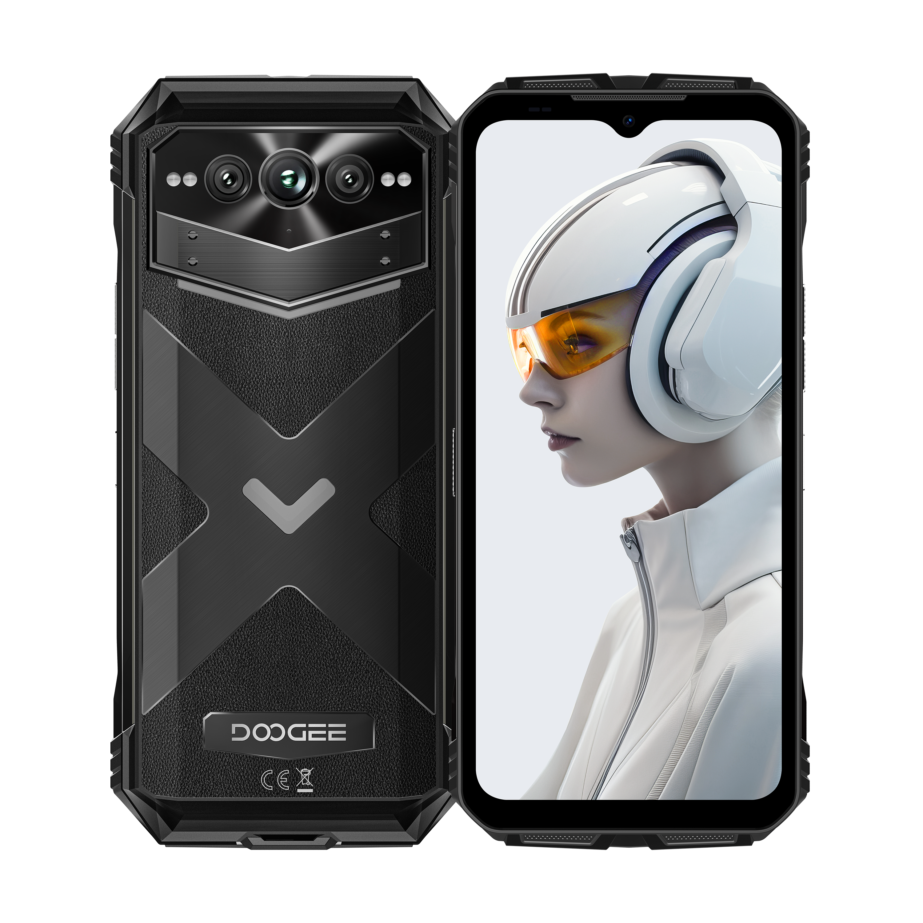 هاتف Doogee V ماكس بلس بتصميم Rugged، ذاكرة 16 جيجابايت +20 جيجابايت ممتدة و512 جيجابايت، شاشة 6.5 إنش، بطارية 22000 مللي أمبير، لون أسود