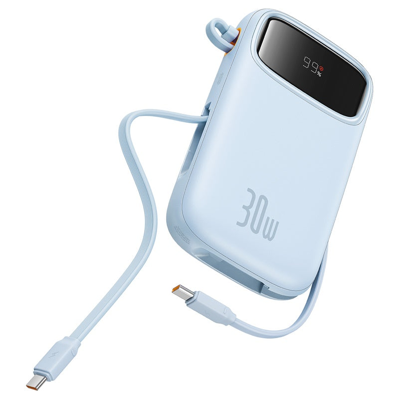 Baseus QPow 2 Digital Display Fast-Charging Power Bank with 2 Built-in Type-C Cable, Blue Baseus QPow 2 Digital Display Fast-Charging Power Bank with 2 Built-in Type-C Cable, Blue