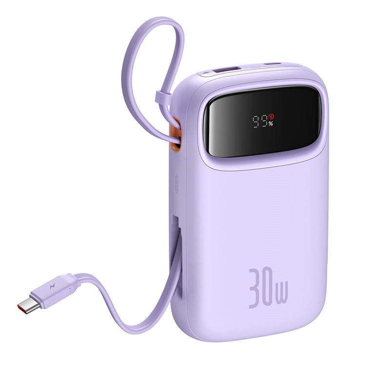 Baseus QPow 2 Digital Display Fast-Charging Power Bank with 2 Built-in Type-C Cable, Purple