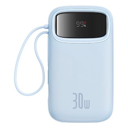 Baseus Pow 2 Digital Display Fast-Charging Power Bank with 2 Built-in Type-C Cable, Blue