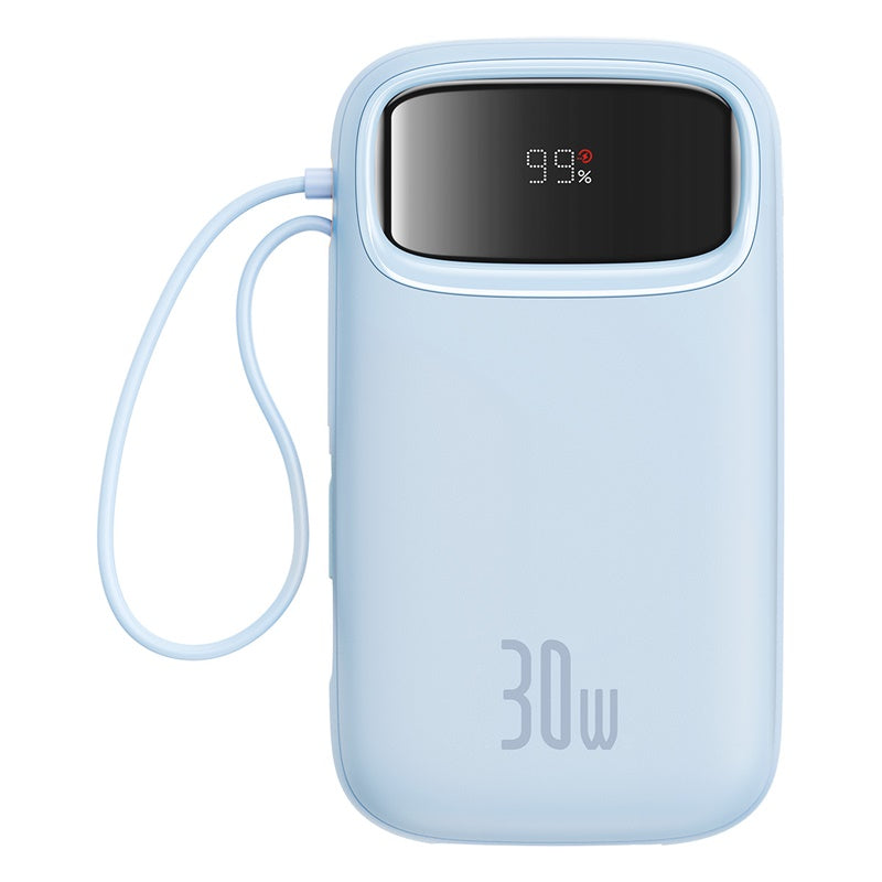 Baseus QPow 2 Digital Display Fast-Charging Power Bank with 2 Built-in Type-C Cable, Blue