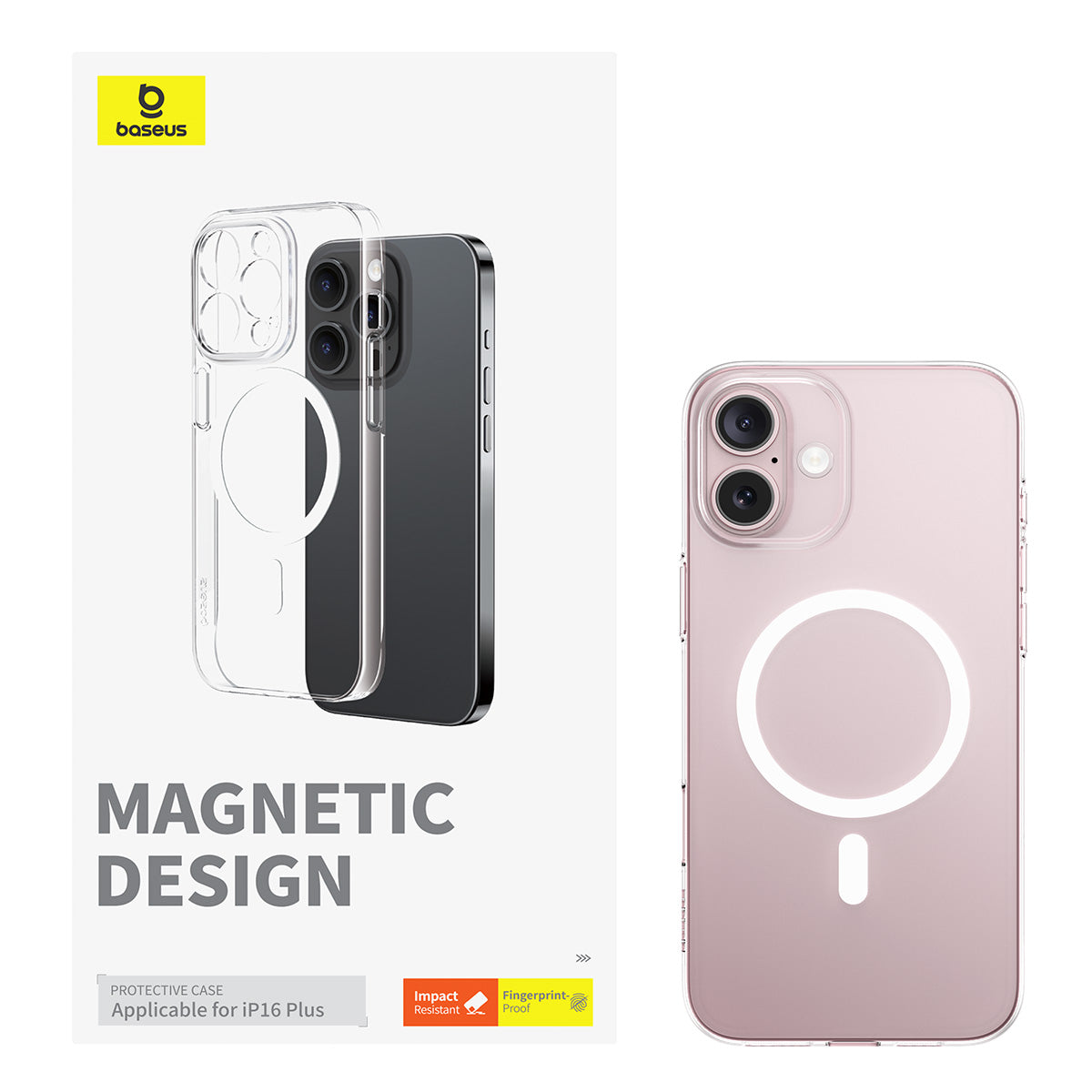 Baseus Crystal Series Magnetic Phone Case, Ip 16 Plus, Transparent Baseus Crystal Series Magnetic Phone Case, Ip 16 Plus, Transparent