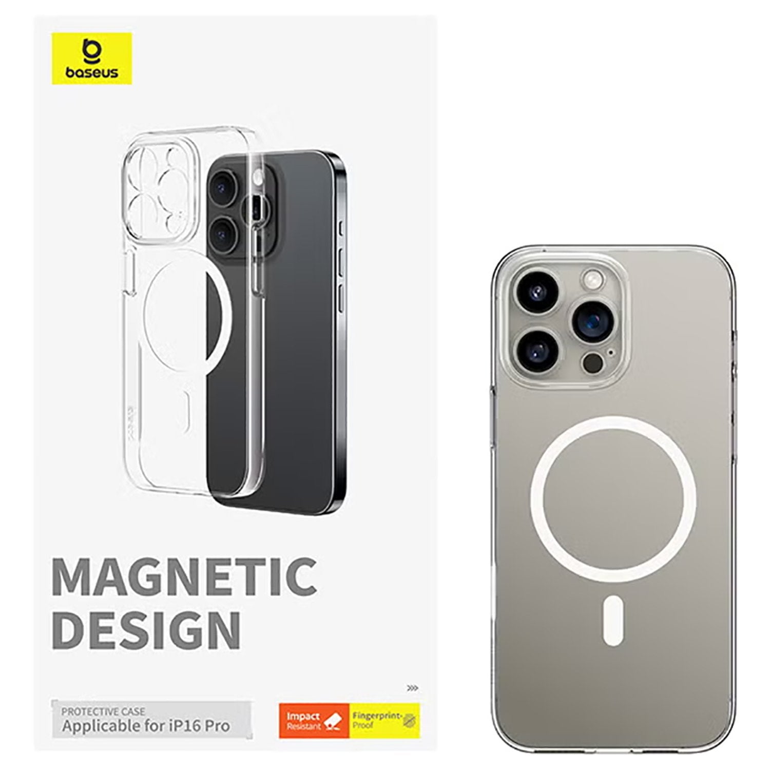 OS-Baseus Crystal Series Magnetic Phone Case for Ip 16 Pro