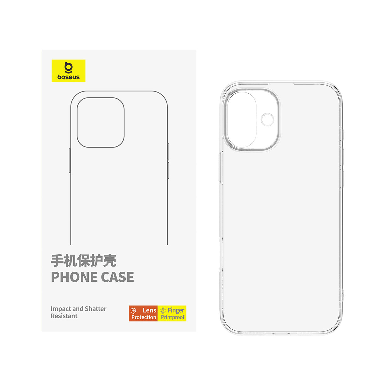 Baseus Simple Series Phone Case, Ip 16Plus, Transparent Baseus Simple Series Phone Case, Ip 16Plus, Transparent