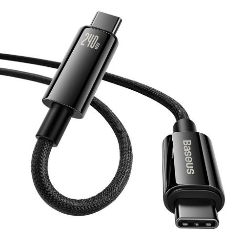 Baseus Tungsten Gold Fast Charging Data Cable Type-C to Type-C, 240Watts, 2Mm, Black Baseus Tungsten Gold Fast Charging Data Cable Type-C to Type-C, 240Watts, 2Mm, Black