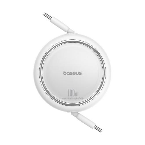 Baseus Free2Draw Mini Retractable Charging Cable Type-C to Type-C, 100Watts, 1Mm, Moon White