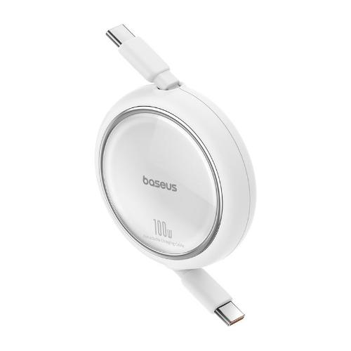 Baseus Free2Draw Mini Retractable Charging Cable Type-C to Type-C, 100Watts, 1Mm, Moon White