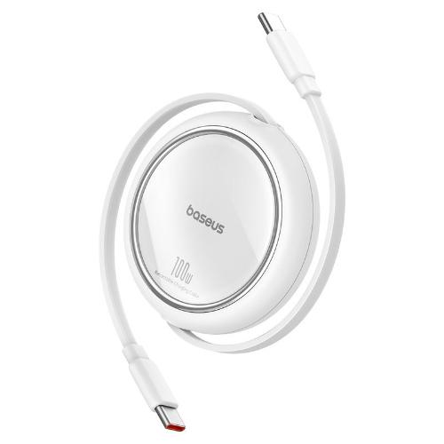 Baseus Free2Draw Mini Retractable Charging Cable Type-C to Type-C, 100Watts, 1Mm, Moon White