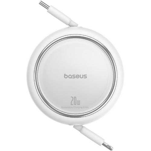 كابل شحن قابل للسحب Baseus Free2Pull USB-C إلى Ip، بقوة 20 واط، بطول 1 متر، باللون الأبيض مون