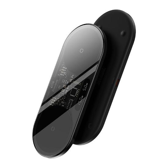 Baseus Digital LED Display 2in1 Wireless Charger, 20Watts, Black Baseus Digital LED Display 2in1 Wireless Charger, 20Watts, Black