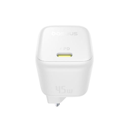 شاحن سريع Baseus Pico Go Gan 1C، بقوة 45 واط، باللون الأبيض مون