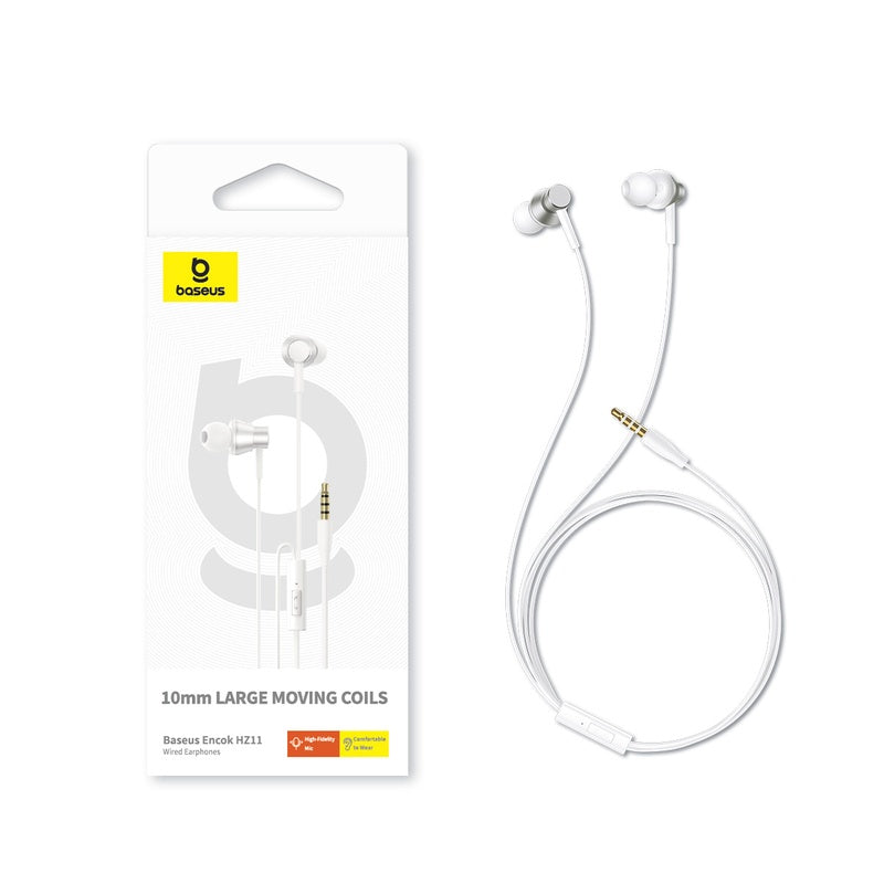 Baseus Enock Wired Earphones, Moon White