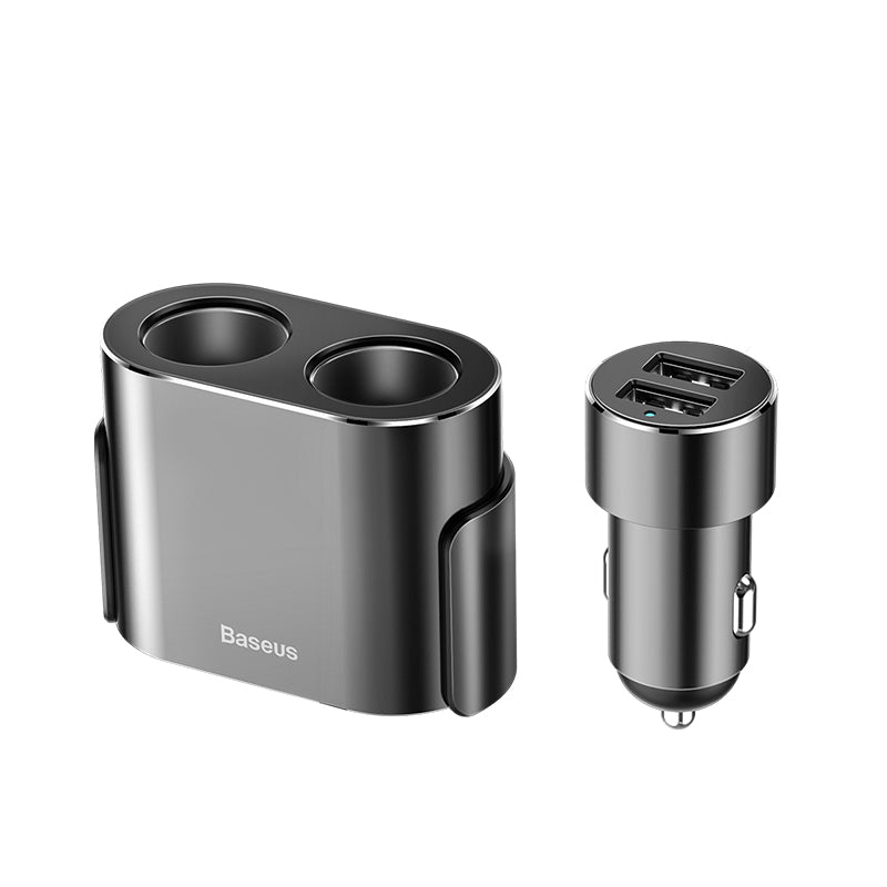 Baseus High Efficiency One to Two Cigarette Lighter, Grey Baseus High Efficiency One to Two Cigarette Lighter, Grey