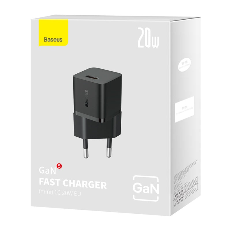 Baseus Adapter Fast Charger Mini, 20Watts, Black