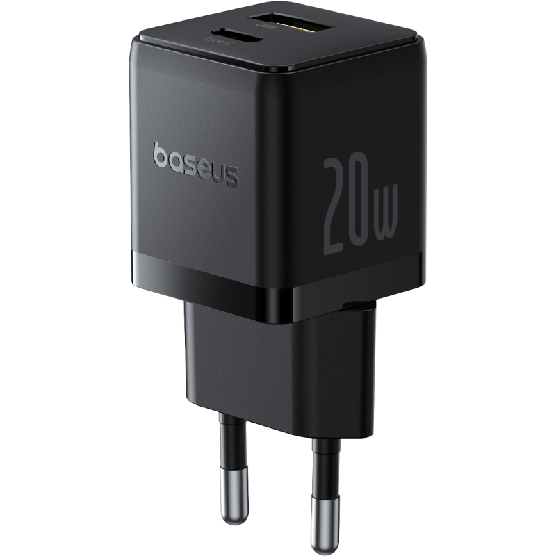 Baseus Palm Fast Wall Charger, TypeC & USB, 20Watts, Black Baseus Palm Fast Wall Charger, TypeC & USB, 20Watts, Black