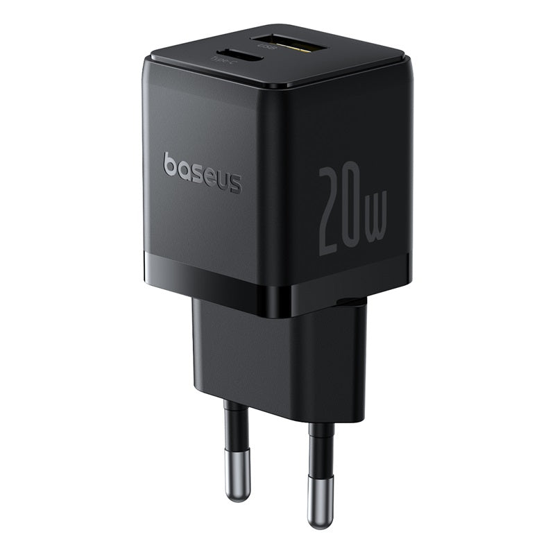 Baseus Palm Fast Wall Charger, TypeC & USB, 20Watts, Black