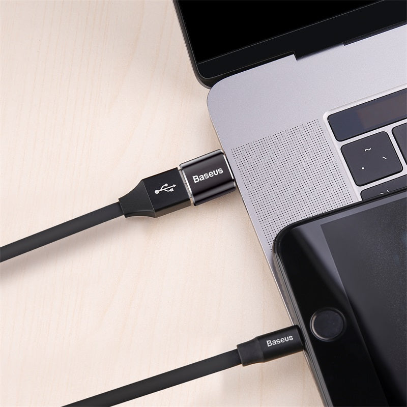 محول صغير Baseus USB إلى Type-C، بطول 1.5 متر، باللون الأسود