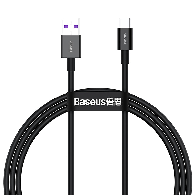 كابل شحن سريع Baseus USB إلى Type-C، بقوة 66 واط، بطول 1 متر، باللون الأسود