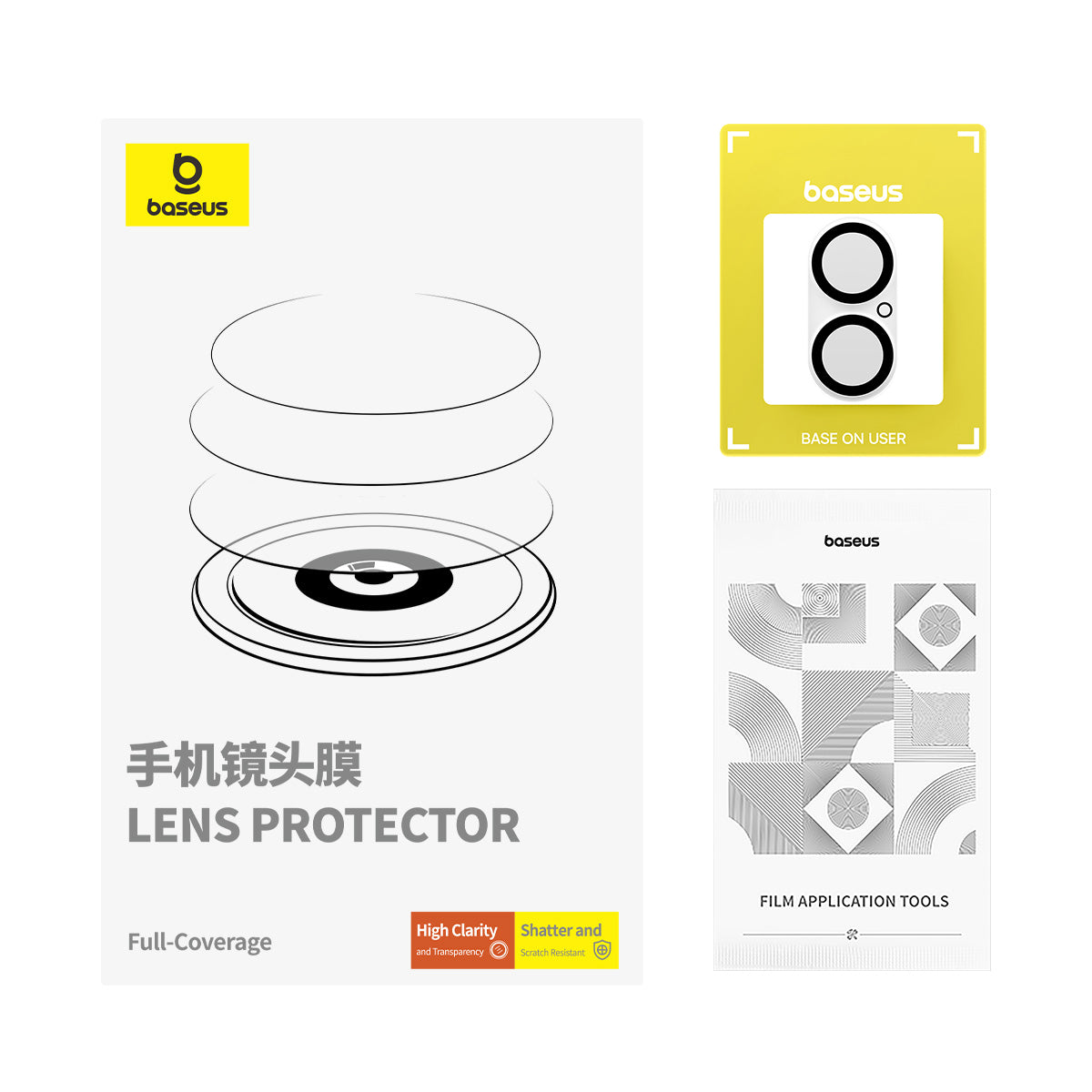 Baseus Crystal Series Lens Protector, Ip 16 & 16 Plus, Transparent