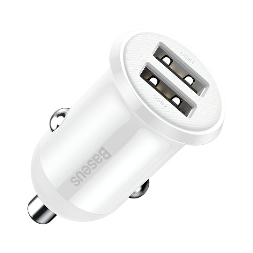 Baseus Grain Pro Car Charger, Dual USB 4.8A, White