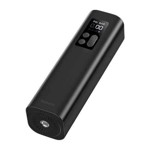 Black digital device with a display and buttons on a white background