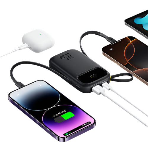 Baseus Energy Fill FC31 Digital Display Power Bank, 2Built in Cables, 10000Mah, Cosmic Black