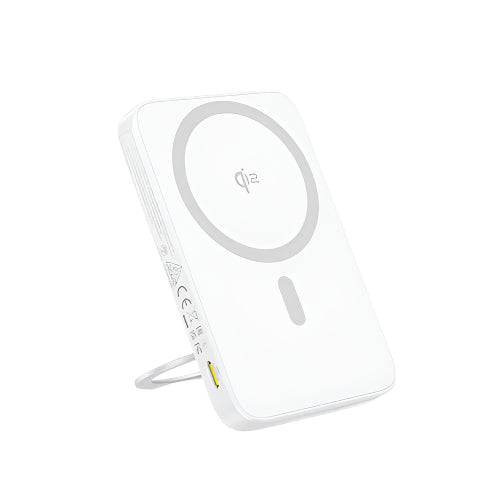 Baseus Pico Go Qi2 Magnetic Power Bank, Rotatable Stand, 20Watts, 5000Mah, Moon White