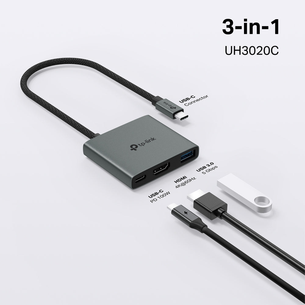 Tp-link USB Type-C 3 in 1 Hub, 5Gbps SuperSpeed Data Transfer, Grey