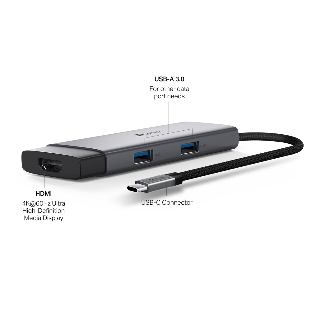 Tp-link USB Type-C 5 in 1 Hub, Powerful 100Watts, Fast Charging, Grey