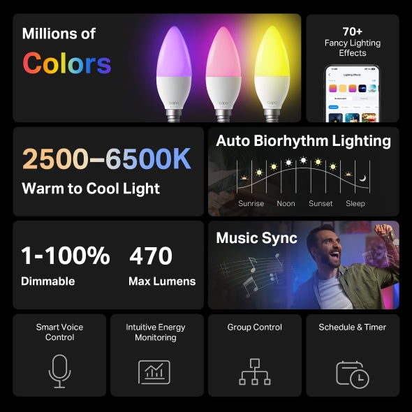 Tp-Link Tapo L430C(2-pack) | Smart Light Bulb, Multicolor Tp-Link Tapo L430C(2-pack) | Smart Light Bulb, Multicolor