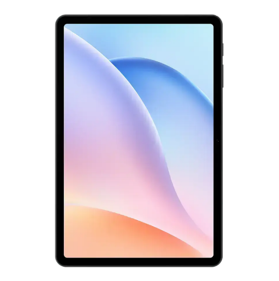 Tablet with a colorful display on a white background