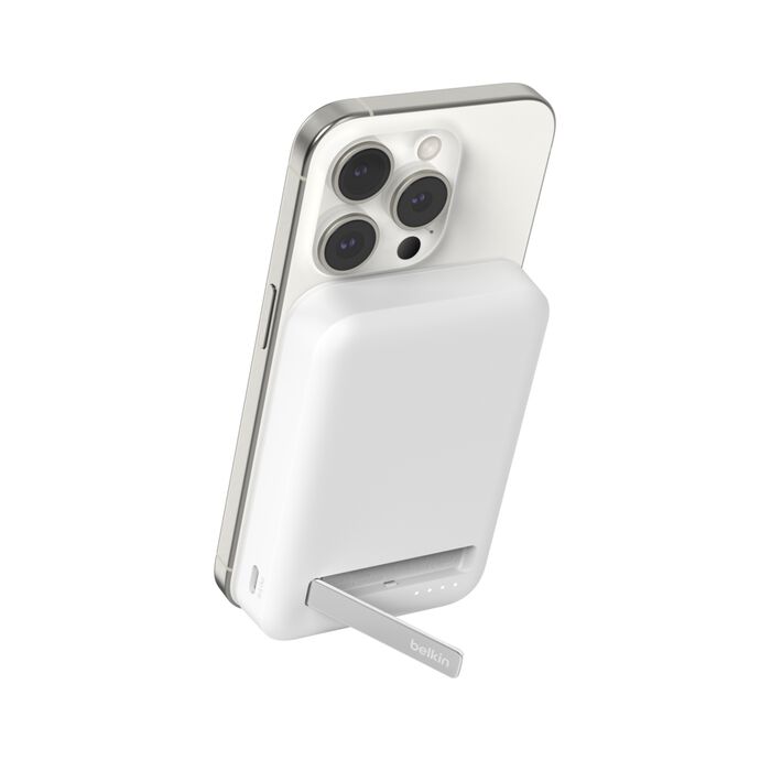 Belkin Boost Charge Qi2 Magnetic 15Watts, Wireless Power Bank 8000Mah & Stand, For iPhone, White